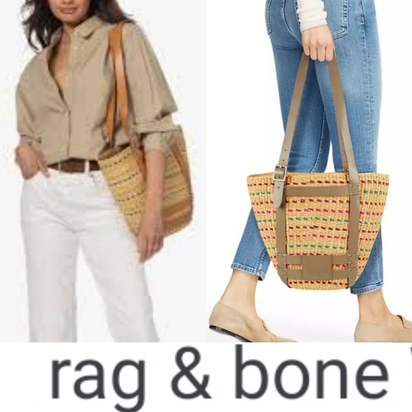 Rag bone x AAKS Collaboration Tote Bag Caged Leather Straps Logo